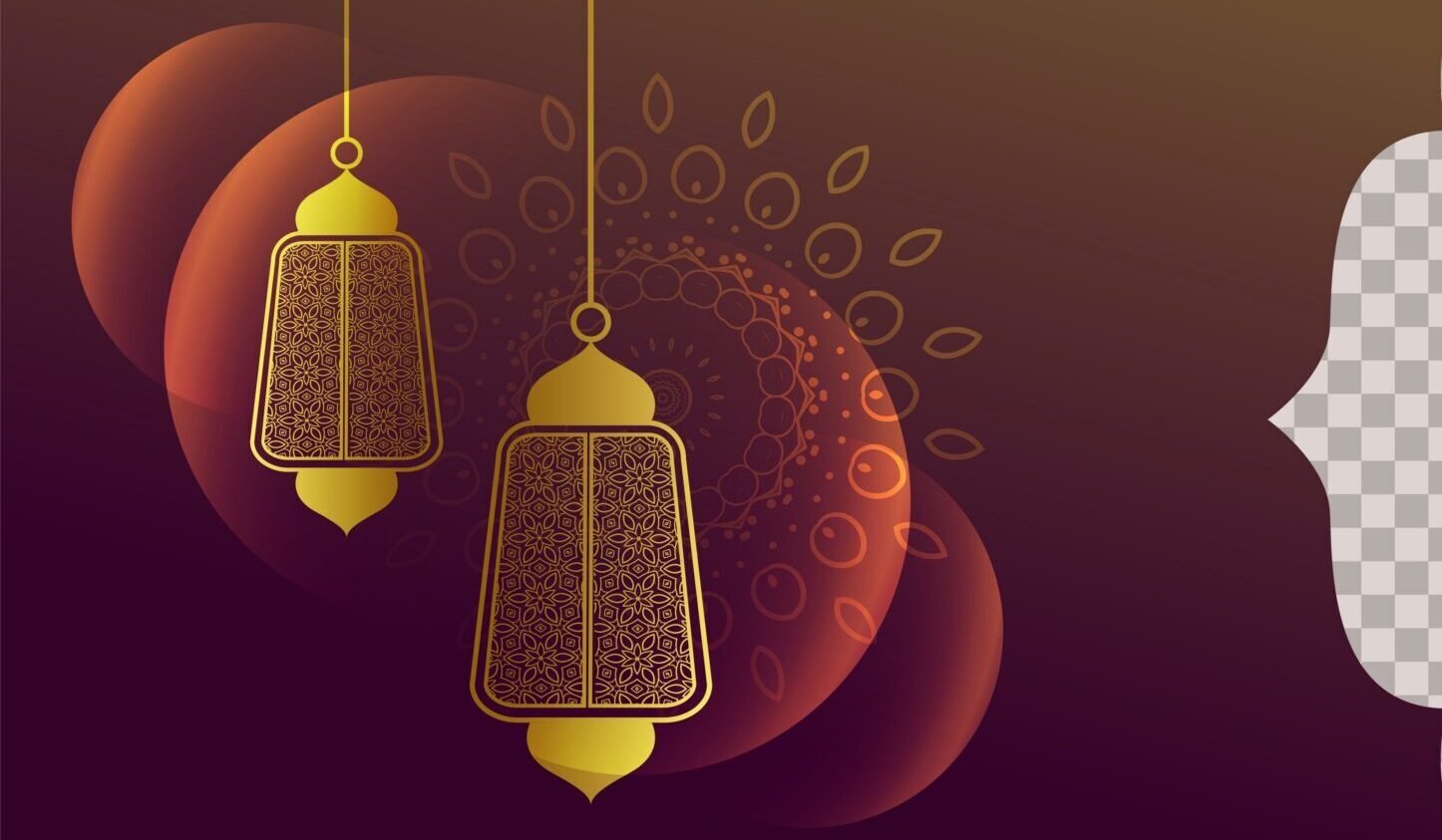 arabic style banner with decorative lantern design